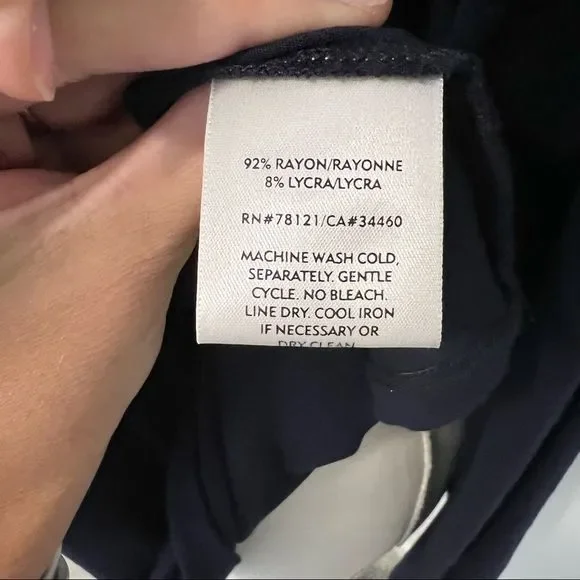 Eileen Fisher Navy Blue Long Sleeve Scoop Neck T-Shirt - Picture 10 of 10